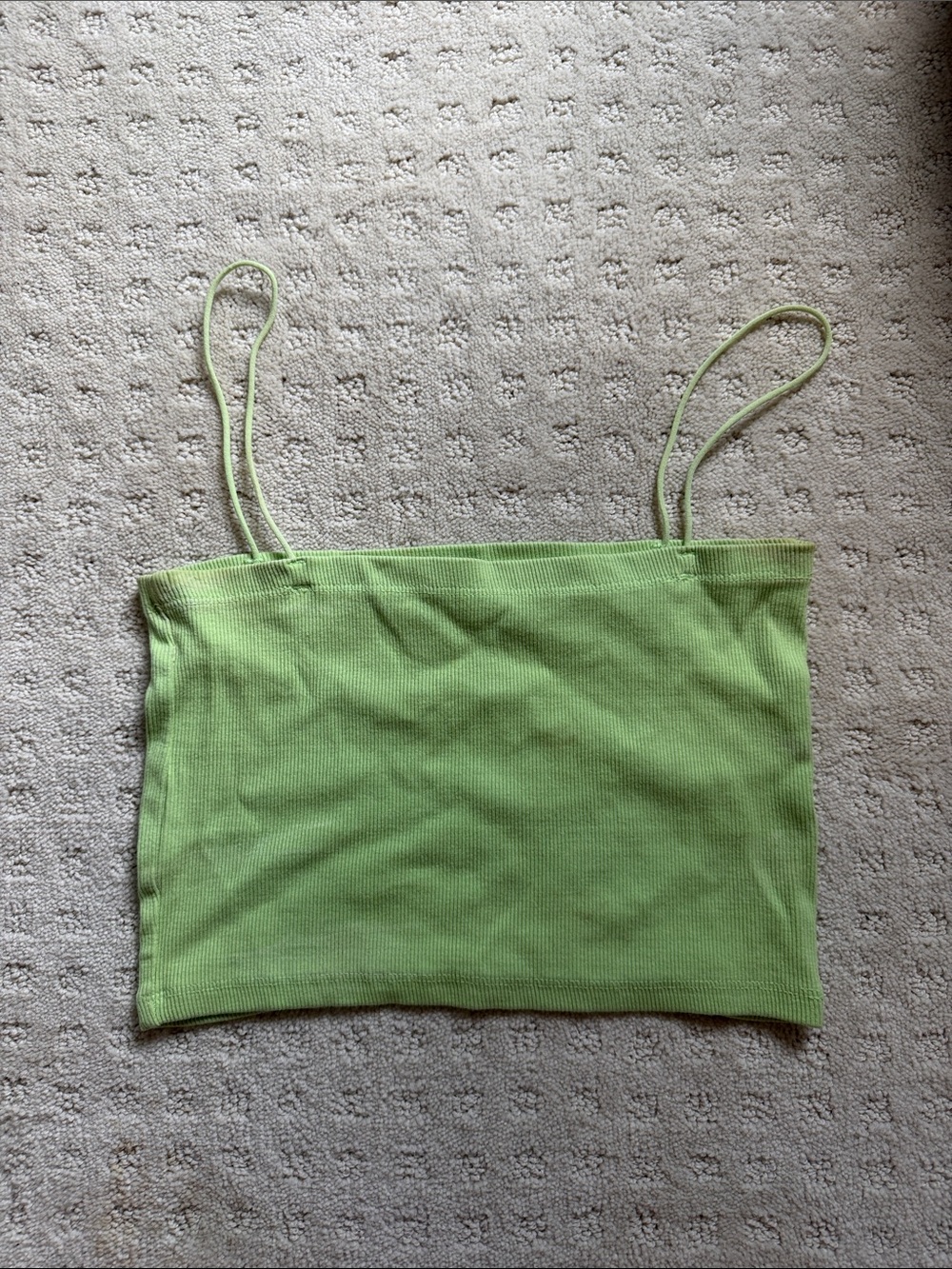 Zara Lime Green Ribbed Spaghetti Strap Crop Top